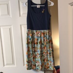 Floral Kids Dress in Navy and Multicolor